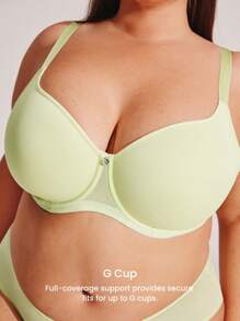 LUVLETTE Plus Dream Curve Air Full Coverage Airy Breathable Sheer Mesh Spacer Cup Green Basic Breezy Comfort Minimizer Bra - Green - View 4