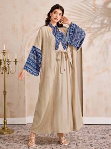 Al Najma Conservative Casual Dress And Robe Ladies Suit - Navy Blue - View 4