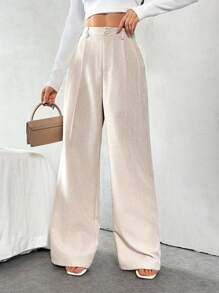 Chiquease 女士优雅法式办公室通勤白色西装外套和裤子套装 - 杏色 - 查看 1