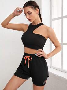 POWERISTA Powerista Breathable Letter Graphic 2 In 1 Sports Shorts Flowy Shorts Drawstring ShortsWomen Sweat Short, Gym Short, Biker Short