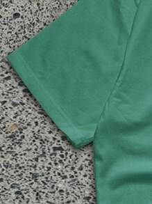 Manfinity Roghcode Men's Letter Print Round Neck Short Sleeve Casual T-Shirt - Green - View 5