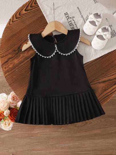 SHEIN فستان صيفي للبنات الصغار، فستان أميرة أكمام بدون أكمام بياقة بطرس بان جميل للبنات الصغار