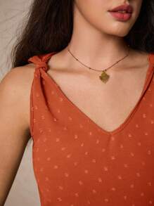 Poéselle 女士纯色无袖衬衫 夏季衣服 衬衫 夏季上衣 - 鏽棕色 - 查看 4