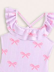 New Fashion Girls One-Piece Swimsuit With All-Over Print - Pink - View 3