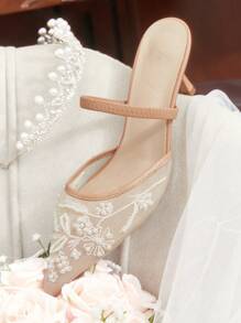 CUCCOO HITCHD Women's Mid Heel Pointed Toe Stiletto Party Pumps For Christmas - Khaki - View 4