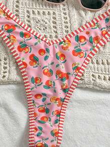 Swim Mod Springbreak Women Summer Random Printed Spaghetti Strap Cute 2pcs Bikini Set - Multicolor - View 4