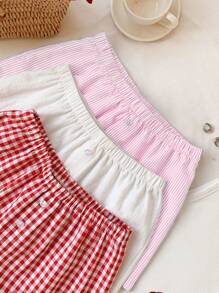 Comfortcana Pantalones cortos de pierna ancha tejidos para mujeres, estilo minimalista adecuado para el verano