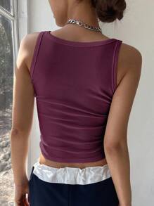 DAZY 女式夏季纯色方领休闲短款背心，返校服装