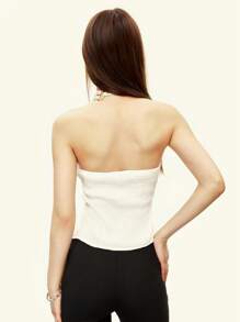 INAWLY Débardeur mode polyvalent à design nœud papillon pour femmes - Blanc - Voir 6