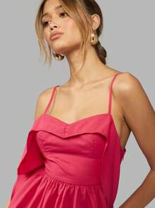 MISSGUIDED Elegant Peplum Camisole Top With Sweetheart Neckline Spaghetti Straps Summer Party Evening Wear Empire Waist Design With Ruffle Detail - Blue - View 5