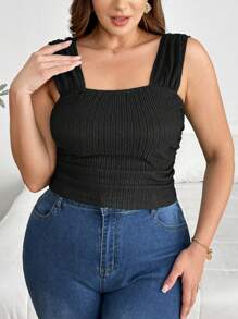 SHEIN Privé Débardeur simple et polyvalent en couleur unie pour femmes grandes tailles, élégant pour l'extérieur, les sorties, les vêtements printemps/été
