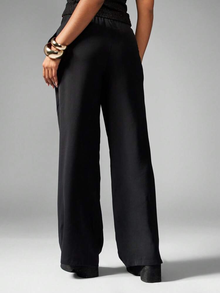 MISSGUIDED Wide Leg Palazzo Flowy Elastic Waist Pants