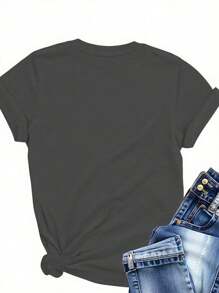 INAWLY Women's Cute Black Cat Print Casual Fitted T-Shirt, Summer