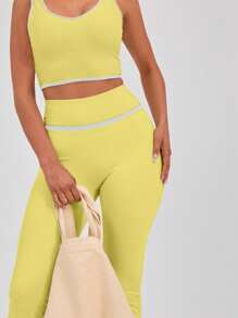 Musera Sport Binding Detail High Waist Sculpt Flare Sports Leggings Only ,Padel, Tennis, Pickleball