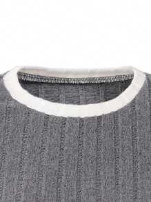 SHEIN Explorewe 2 件套女童休闲拼色圆领上衣和裤子套装