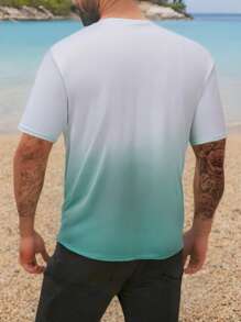 Manfinity RSRT Men's Casual Coconut Tree Ombre Print Short Sleeve T-Shirt - Baby Blue - View 2