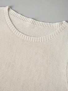 EMERY ROSE Women Casual Solid Color Sleeveless Knitted Sweater Top - Beige - View 6