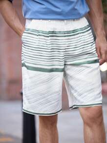Maija Herren Gestreifte Pockets Lässig Loose Shorts - Verschiedenfarbig - Übersicht 4