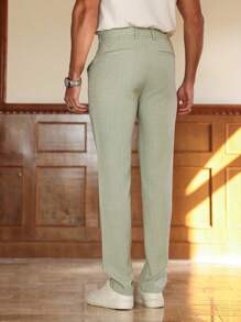 Manfinity Mode Men's Simple Front Button Pocket Casual Suit Pants, For Daily Wear - Green - View 2