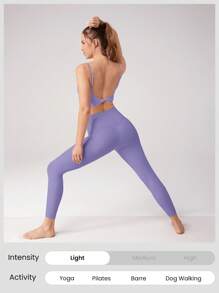 GLOWMODE FeatherFit™ Knot Going Anywhere Twisted Backless Tank Top Light Support Low Impact Yoga Daily - Purple - View 5