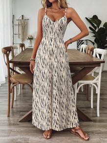 Breezaya Women's Casual Floral Print Spaghetti Strap Backless Jumpsuit, Spring/Summer - Multicolor - View 3