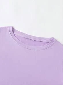 Maweii Áo thun cổ tròn in chữ tiếng Anh cỡ lớn Quần áo mùa hè cho nữ Đây là cách tôi chiến đấu Áo thun họa tiết MY BATTLES dành cho nữ - Màu tím - Xem 3