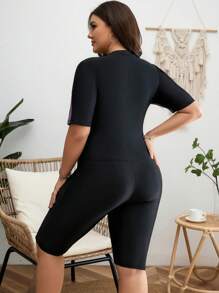 Swim SPRTY 1 件大码女式比基尼短裤，休闲海滩冲浪度假装 - 紫色 - 查看 2