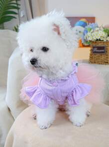 PETSIN 1pc Dog Skirt Princess Style Dress, Suitable For Shih Tzu, Pomeranian, Teddy And Other Small Cats And Dogs - Purple - View 4