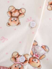 Cozy Pixies 女婴拼色芭蕾主题荷叶边领长袖开衫和裤子 2 件套