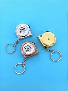 SHEIN Portable Mini Tape Measure Small Household Measuring Tape Retractable 2m Mild Steel Key Chain Tape Measure Mini Measuring Tools