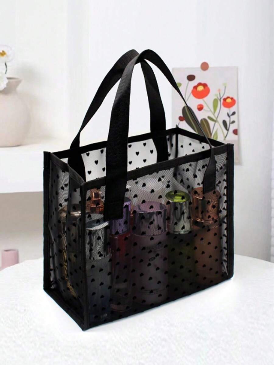 Heart Pattern Mesh Square Bag For Women , Beach Bag