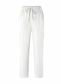 TaskEZ Conjunto Uniforme de Verão Simples de Manga Curta com Bolso na Parte Superior e Calça, Conjuntos de Scrubs
