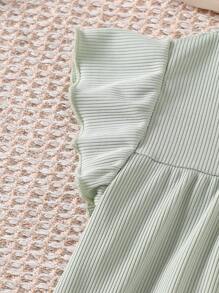 2pcs/Set Baby Girl Soft Solid Ribbed Cap Sleeve Top And Long Pants Homewear Set, Light Purple Infant Clothes For Girls Baby Toddler Girl Clothes Baby Clothes For Girls Baby Girls Sets