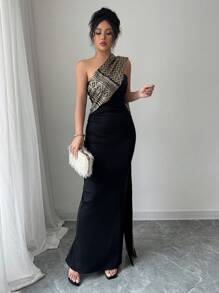 Rafferiza 女士金属褶皱紧身连衣裙