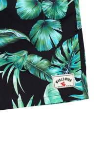 Manfinity Swimmode Men's Tropical Print Drawstring Waist Casual Beach Shorts - Green - View 6