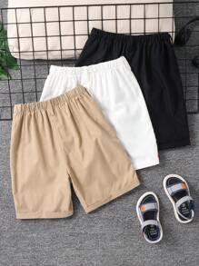 3 件套青少年男童休闲简约短裤，适合上学、通勤、日常休闲和运动，适合春夏季 - 彩色 - 查看 2