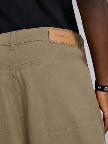 NEON BLANC Men's Streetwear Embroidery Loose Woven Wide Leg Long Pants, Pure Cotton - Camel - View 6