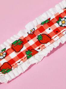 Strawberry Shortcake X SHEIN 1 件装可爱草莓图案宠物项圈，蕾丝设计，带牵引环，多种尺寸可选，适合猫狗，送礼佳品，适合春夏、海滩、度假等场合。 - 紅色 - 查看 4
