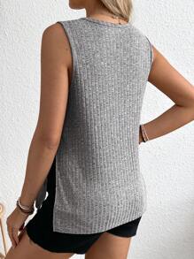 SHEIN Top de embarazada 2 en 1 tipo camiseta y con tirantes, se puede usar antes y después del parto - Gris - Ver 2
