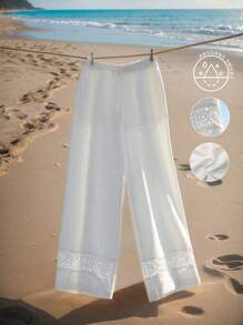 SHEIN LUNE Women's Low Rise Stylish Versatile Pants - White - View 1