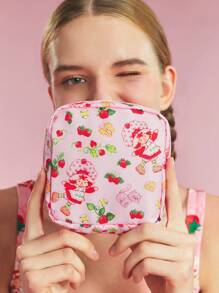 Strawberry Shortcake X SHEIN 1 Túi đựng đồ hình dâu tây hoạt hình dễ thương, có thể dùng làm hộp đựng băng vệ sinh, phụ kiện điện tử, đồ dùng nhỏ, họa tiết mèo và chó đáng yêu, ý tưởng quà tặng, ngày Valentine, mùa hè/mùa xuân, kỳ nghỉ - Nhiều màu - Xem 6