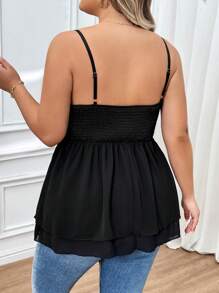 SHEIN CURVE+ Top camiseta con lazo, talla grande, simple y de moda, apropiado para el verano