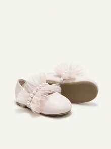 Cozy Pixies Spring/Summer Fashion Versatile Wedding Season Princess Style Lace Pearl Pink Soft Bottom Baby Flats