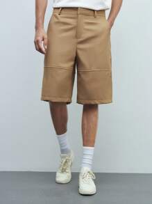 Maija Men's Casual Solid Color Straight Leg Shorts For Summer - Khaki - View 1