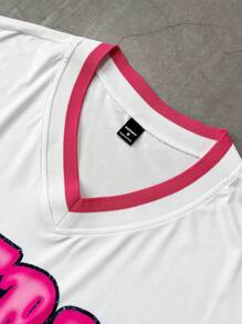 PAVTROS Manfinity Streetrush Men's Summer Fashionable Graffiti Figure Print Tank Top, For Concert - White - View 3