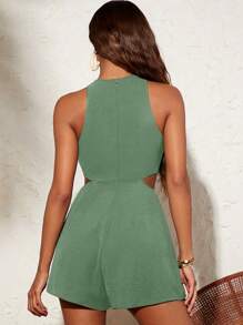 SHEIN VCAY 女士度假时尚简约连体裤，适合夏季 - 綠色 - 查看 2
