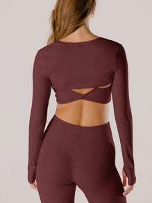 Aralina Leisurewear Crop Active Shrug With Thumb Detail And Bag