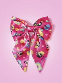 THE POWERPUFF GIRLS X SHEIN 1pc Cute Cartoon Blossom, Bubbles, Buttercup Pattern Bowknot Hair Clip, Hair Barrettes - Hot Pink - View 1