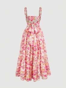 SHEIN MOD 夏季碎花露背性感连衣裙，波西米亚风连衣裙，节日连衣裙，春夏连衣裙，乡村度假 - 彩色 - 查看 1