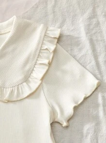 Genkimix Kids Young Girl Casual Versatile Peter Pan Collar Short Sleeve T-Shirt, Summer